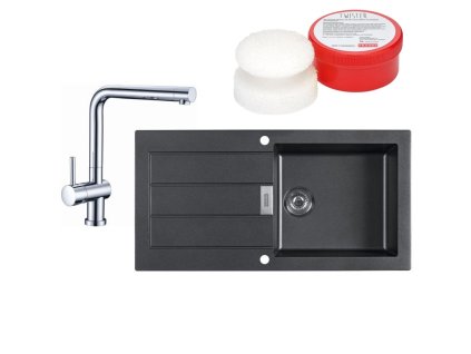 Kuchyňský set Franke T15 (dřez SID 611 + baterie Samoa + Twister) Černá + Vůně do bytu Areon 85ml
