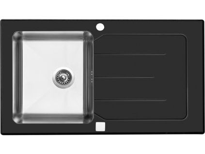 Nerezový dřez se sklem Sinks Vitrum 860 V černý + Vůně do bytu Areon 85ml