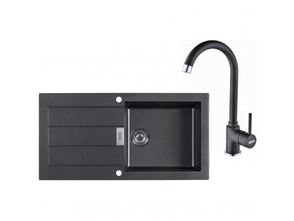 Kuchyňský set Franke T27 (dřez SID 611 + baterie FP 9900) Černá + Vůně do bytu Areon 85ml