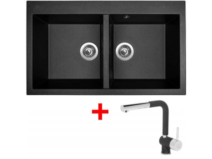 Akční set Sinks AMANDA 860 DUO a baterie MIX 3 P Metalblack + Vůně do bytu Areon 85ml