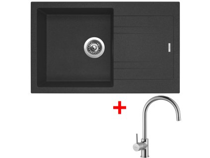 Set Sinks kuchyňský dřez LINEA 780 N granblack + baterie VITALIA chrom