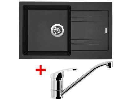Set Sinks kuchyňský dřez LINEA 780 N metalblack + baterie PRONTO chrom
