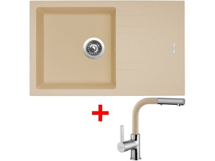 Set Sinks kuchyňský dřez LINEA 780 N + baterie ENIGMA S sahara