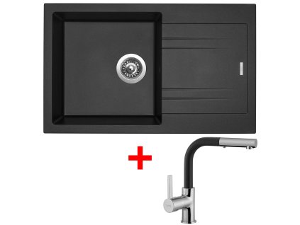 Set Sinks kuchyňský dřez LINEA 780 N + baterie ENIGMA S metalblack