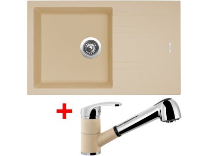 Set Sinks kuchyňský dřez LINEA 780 N + baterie LEGENDA S sahara