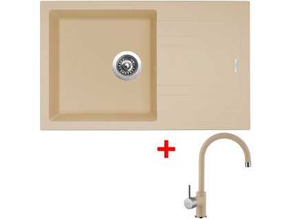 Set Sinks kuchyňský dřez LINEA 780 N + baterie VITALIA sahara