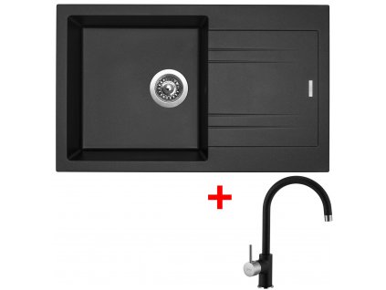 Set Sinks kuchyňský dřez LINEA 780 N + baterie VITALIA metalblack