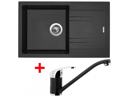 Set Sinks kuchyňský dřez LINEA 780 N + baterie LEGENDA metalblack
