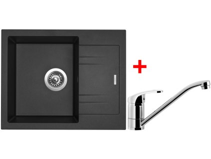 Akční set Sinks dřez LINEA 600 N Metalblack + baterie PRONTO Chrom