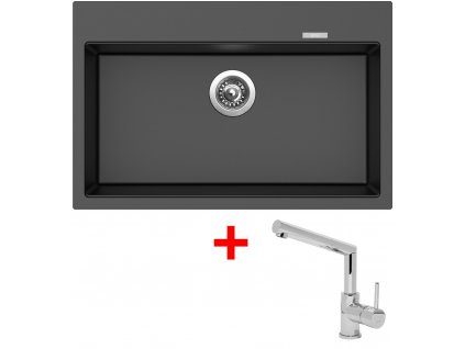 Akční set Sinks dřez MAXIMO 780 Metalblack + baterie MIX 350 P Chrom