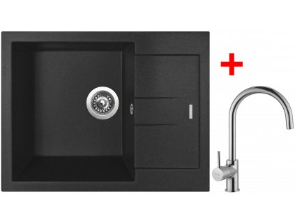 Akční set Sinks AMANDA 650 Metalblack + baterie VITALIA Chrom  + Sinks čistící pasta