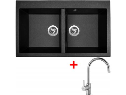Akční set Sinks AMANDA 860 DUO Metalblack + baterie VITALIA Chrom  + Sinks čistící pasta