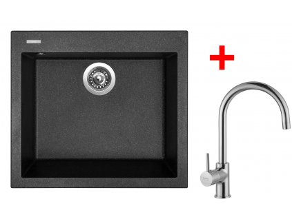 Akční set Sinks CUBE 560 Granblack + baterie VITALIA Chrom  + Sinks čistící pasta