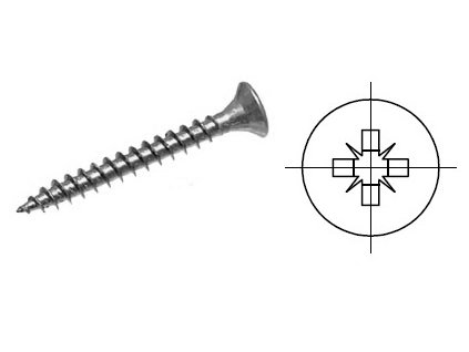 Vrut zápustná hlava PZ zinek bílý 3 x 30 mm PZ1 (1000ks)