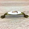 Nábytková úchytka DIVERA zlatá antik porcelán s květinou