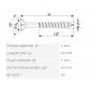 Vrut zápustná hlava TXS W C částečný závit 4 x 60 mm (100 ks)