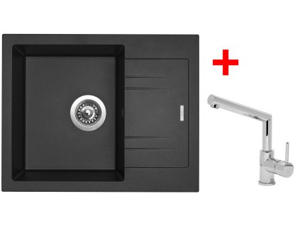 80819 akcni set sinks linea 600 n metalblack baterie mix 350 p chrom