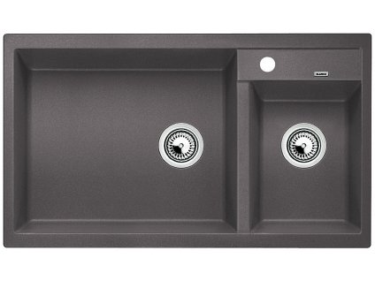 Granitový dvojdrez Blanco METRA 9 sivá skala drez vlevo  + Sinks čistiaca pasta