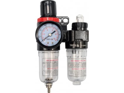Regulátor tlaku vzduchu 1/4", max. 0,93MPa, s filtrem (25ccm) a přimazáváním (15ccm) YT-2384