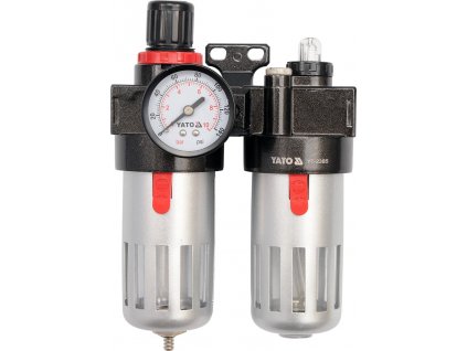 Regulátor tlaku vzduchu 1/4", max. 0,93MPa, s filtrem (90ccm) a přimazáváním (60ccm) YT-2385