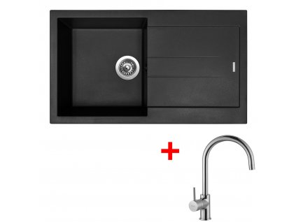 Akčný set Sinks AMANDA 860 Nanoblack + batérie VITALIA chróm lesklý  + Sinks čistiaca