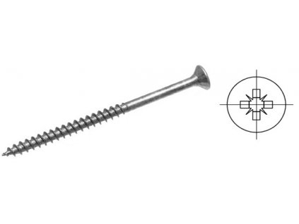 Skrutka PZ 5x70/42 zápustná hlava zinok biely PZ2, čiastočný závit (250ks)