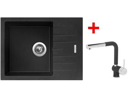 113444 akcni set sinks perfecto 650 metalblack baterie mix 3 p gr