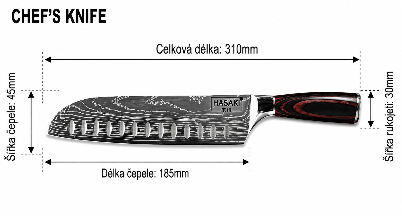 Santoku – rozměry
