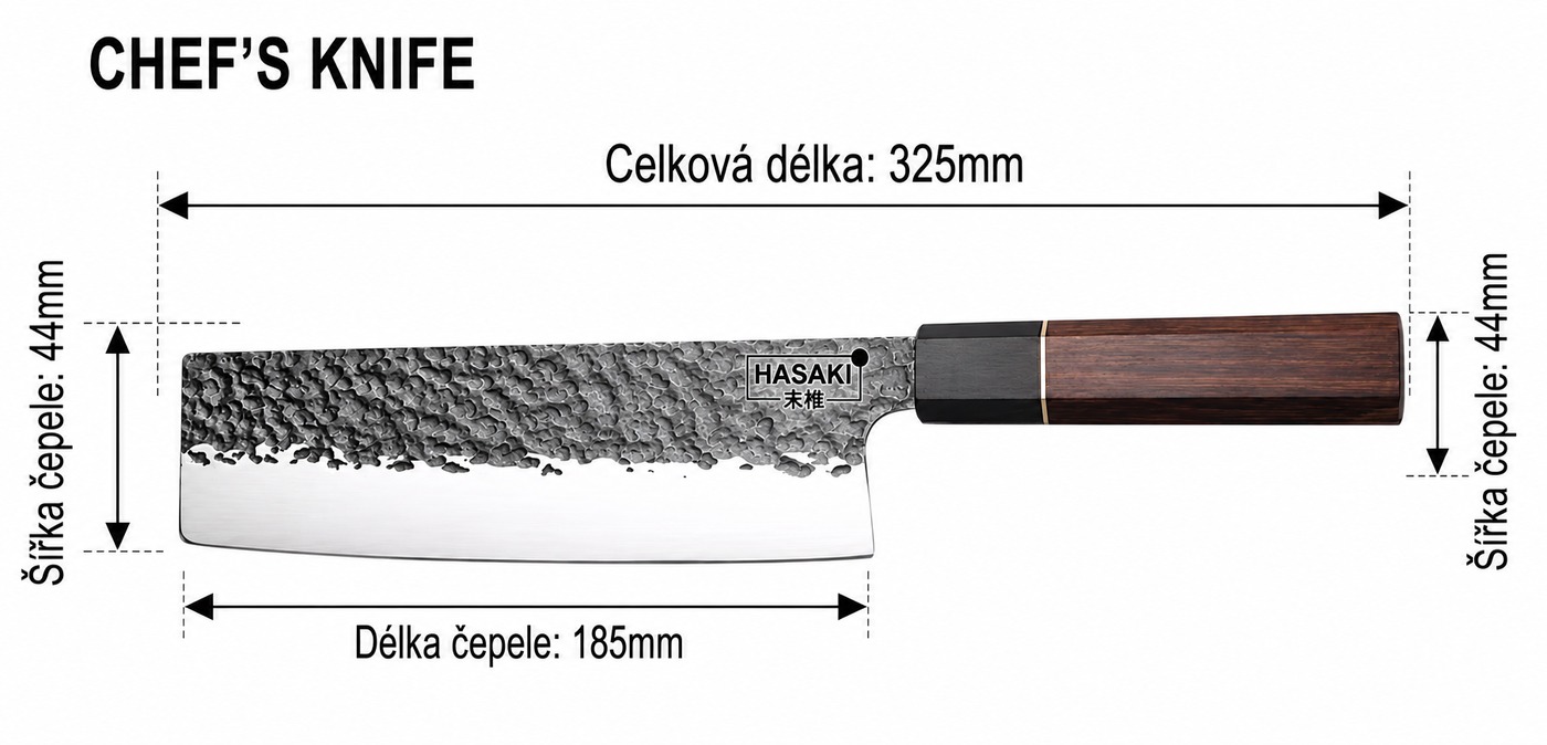 Nakiri – rozměry