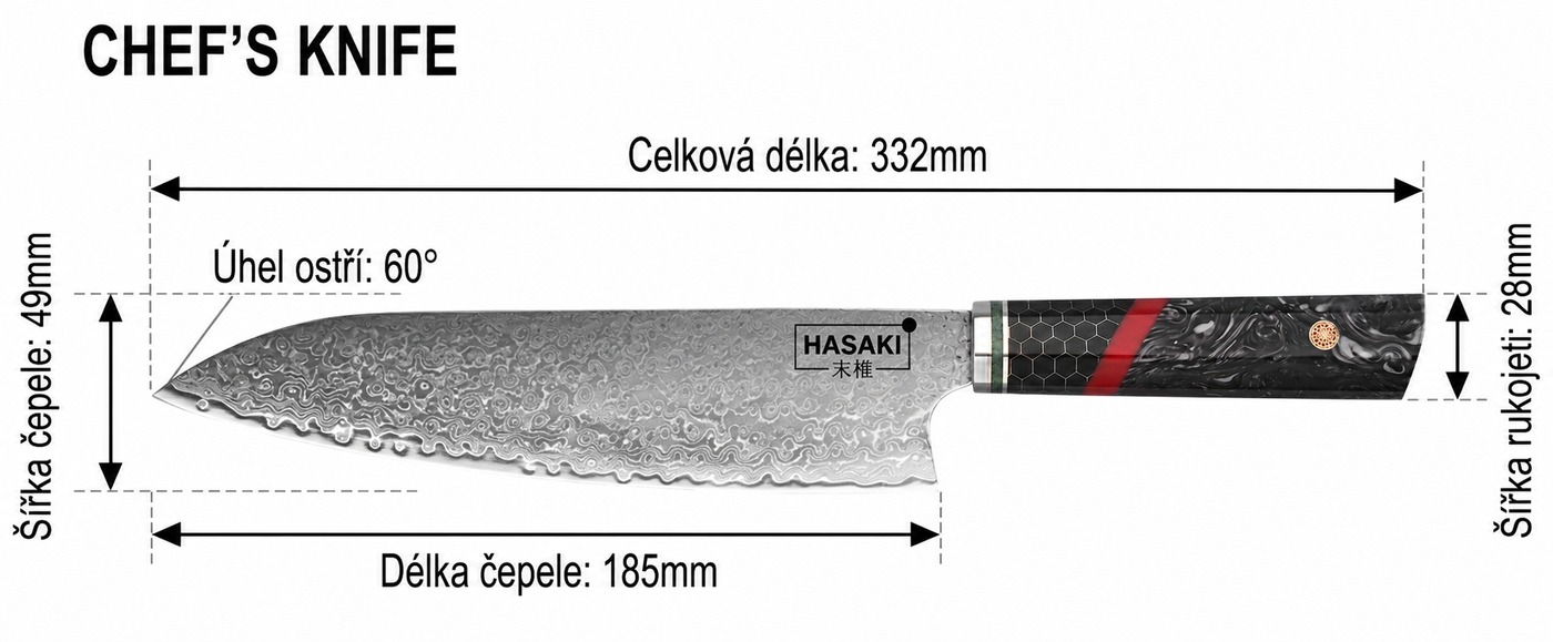 Santoku – rozměry
