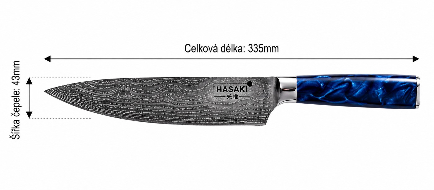 Šéfkuchařský nůž – rozměry