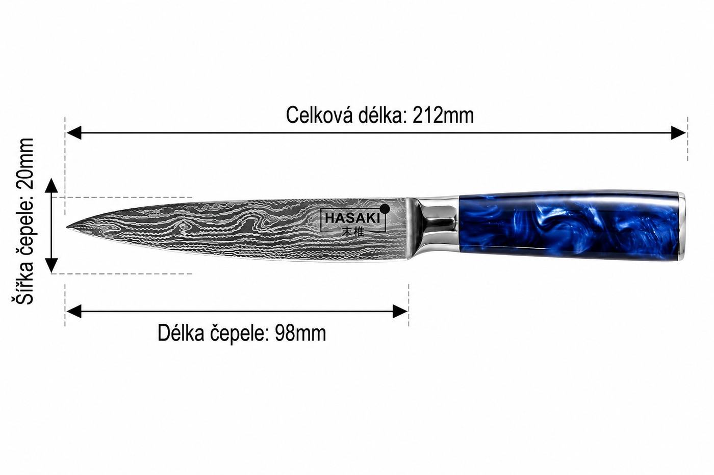 Loupací nůž – rozměry