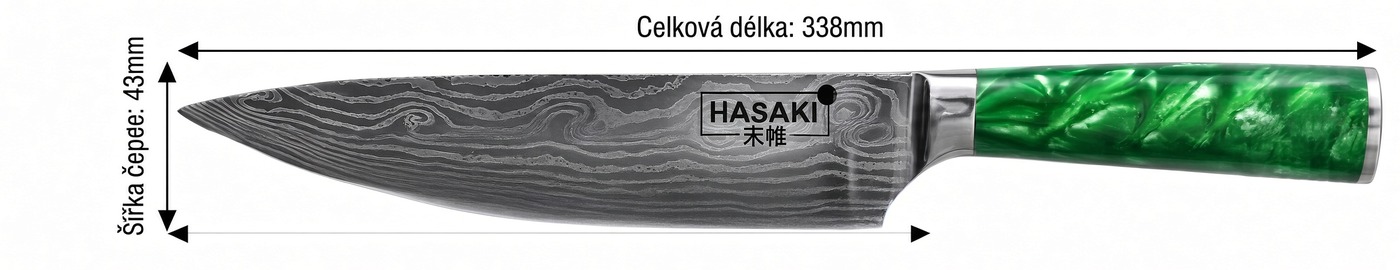 Šéfkuchařský nůž – rozměry