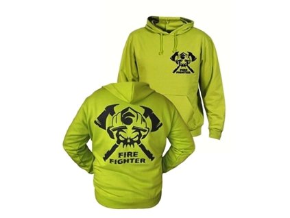 SKULL pánska mikina s kapucňou LIMET