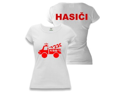 HASIČI dámske tričko biele AUTO 150
