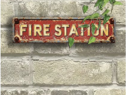 Ceduľa plechová FIRE STATION