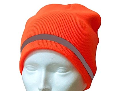 Zimná pletená čiapka ORANGE fluo reflex