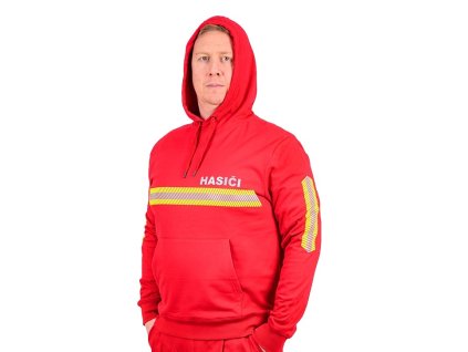 HIVIS pánska mikina s kapucňou Hasiči Red
