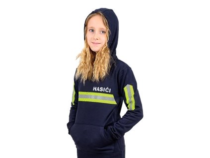 HIVIS detská mikina s kapucňou Hasiči Navy 1