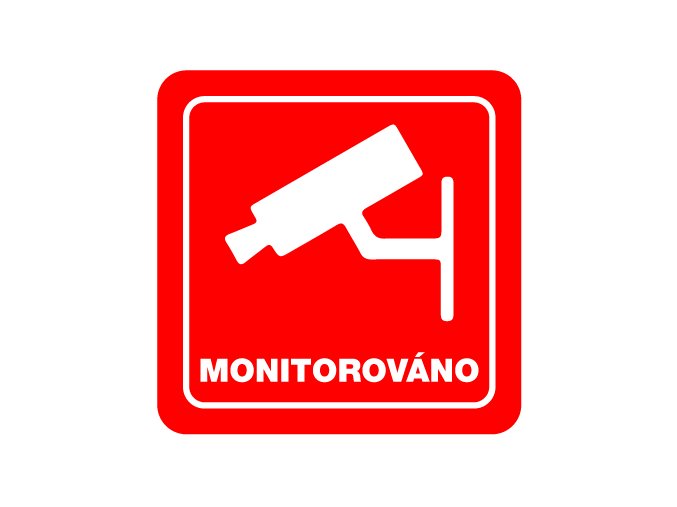 Piktogram - MONITOROVÁNO - (80 x 80 mm) (Barva desky ZLATÁ DESKA / ČERNÉ GRAVÍROVÁNÍ)