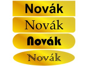 Jmenovka na dveře - gravírovaný plast (Barva desky ŽLUTÁ DESKA / ČERNÉ GRAVÍROVÁNÍ, Tvar OVÁL, Typ fontu ARIAL)