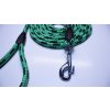 Šnúrové vodítko pre psa, zeleno-čierne pásiky, šírka 1,2cm x 3m