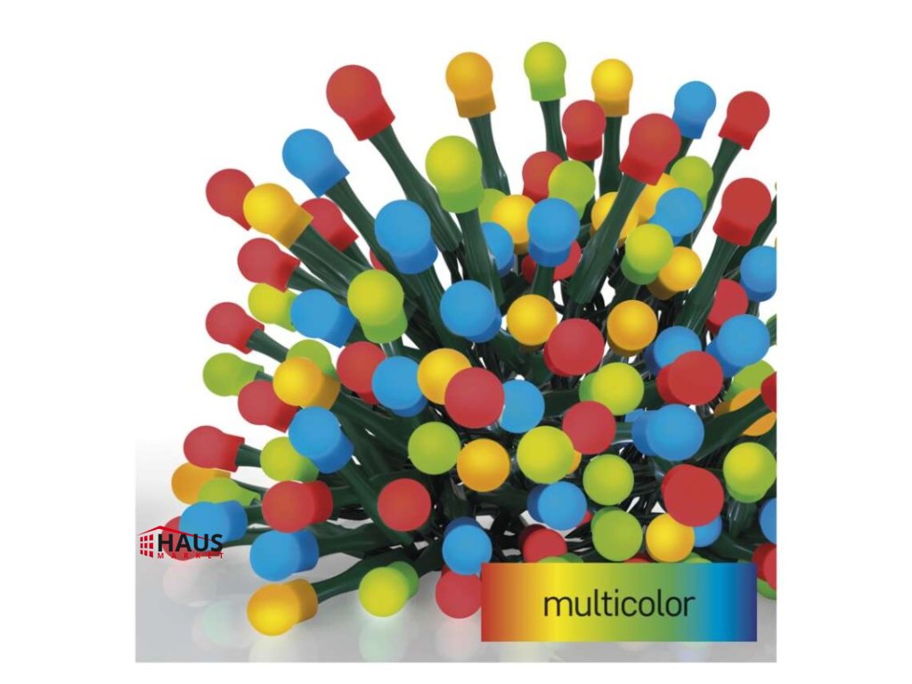 LED vianočná cherry reťaz – guličky, 48 m, vonk. aj vnútor., multicolor, programy, časovač