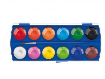 farby vodové 12 farieb 30mm škatuľka 6300358