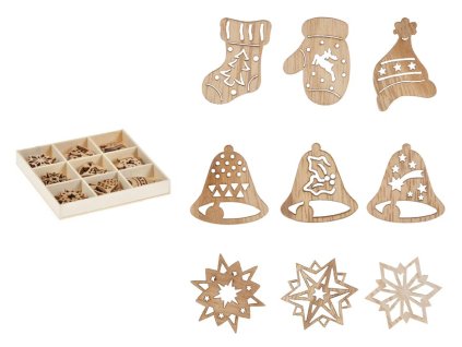 ozdoby drevené set mix 27ks/3x3cm XC2018904 8885850