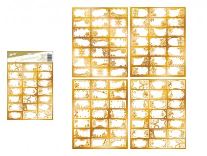 samolepky na darčeky vianočné zlaté 200x300mm/21ks 8885875