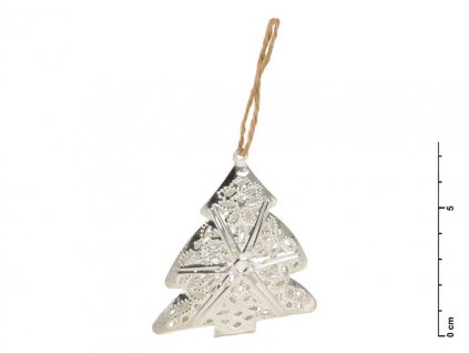 záves Stromček kov 3D strieborný 7cm 8885546