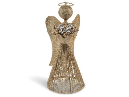 anjel zlatý vianočný plech. 25cm R2366 8885948