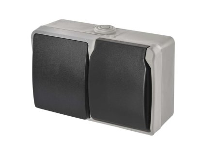 Zásuvka+Vypínač striedavý č.6 IP44 French čierná