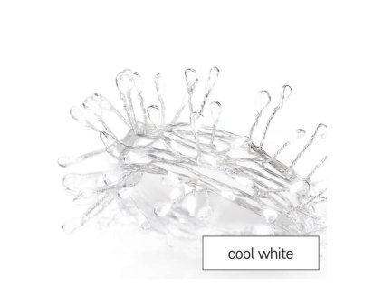 LED vianočná nano reťaz – ježko, 2,4 m, 3x AA, vnútorný, studená biela, časovač